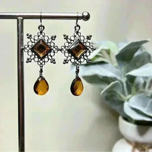 Vintage Topaz Brown Dangling Earrings